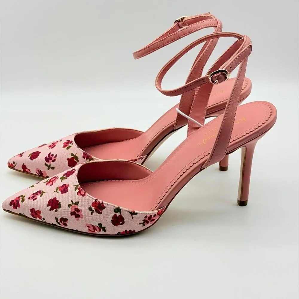 Kate Spade Pink Floral Heels Size 8B NWOT